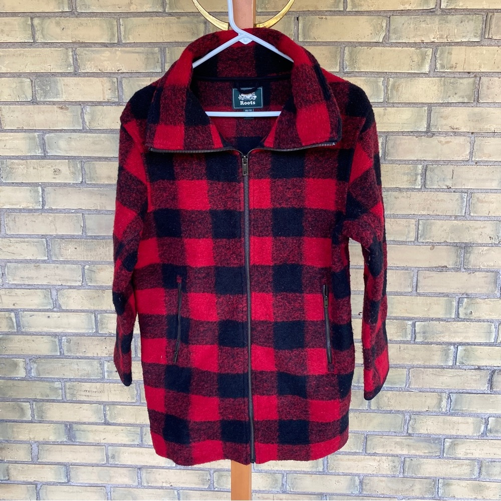 Roots Red Buffalo Plaid Wool Coat
